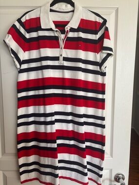 Tommy Hilfiger Red White Navy Striped Polo Shift Dress